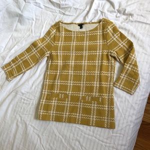 ANN TAYLOR Textured Plaid 3/4 Sleeve Top